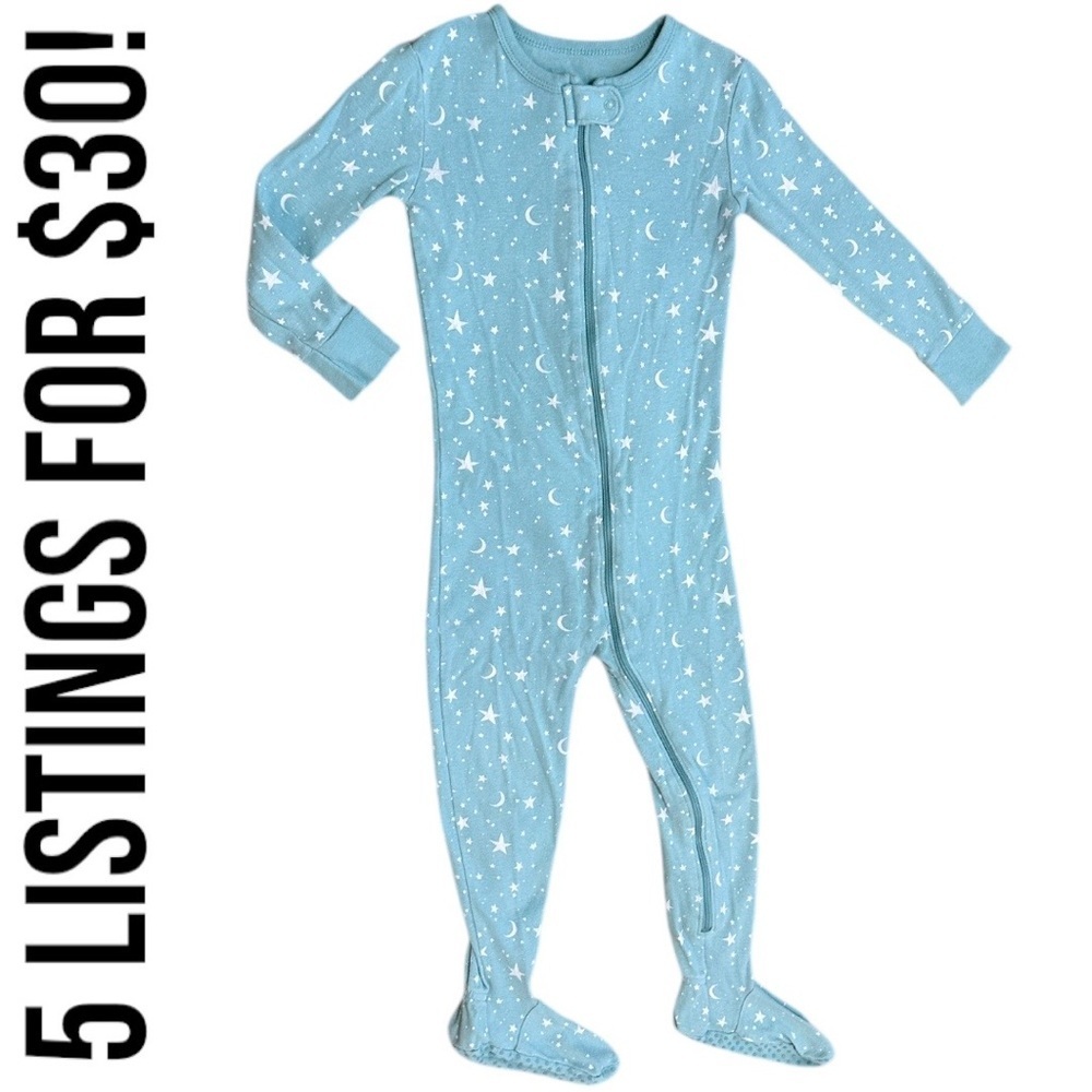 Old Navy Toddler Girl Star Print Zip Footie Pajamas Blue Starry Kids One Piece - Picture 5 of 11